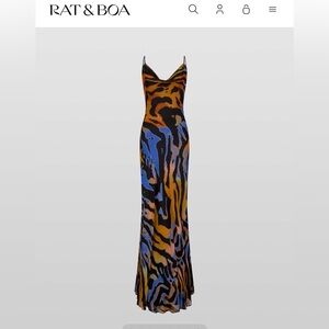 Rat & Boa Vibrant Black and Blue Maxi Dress